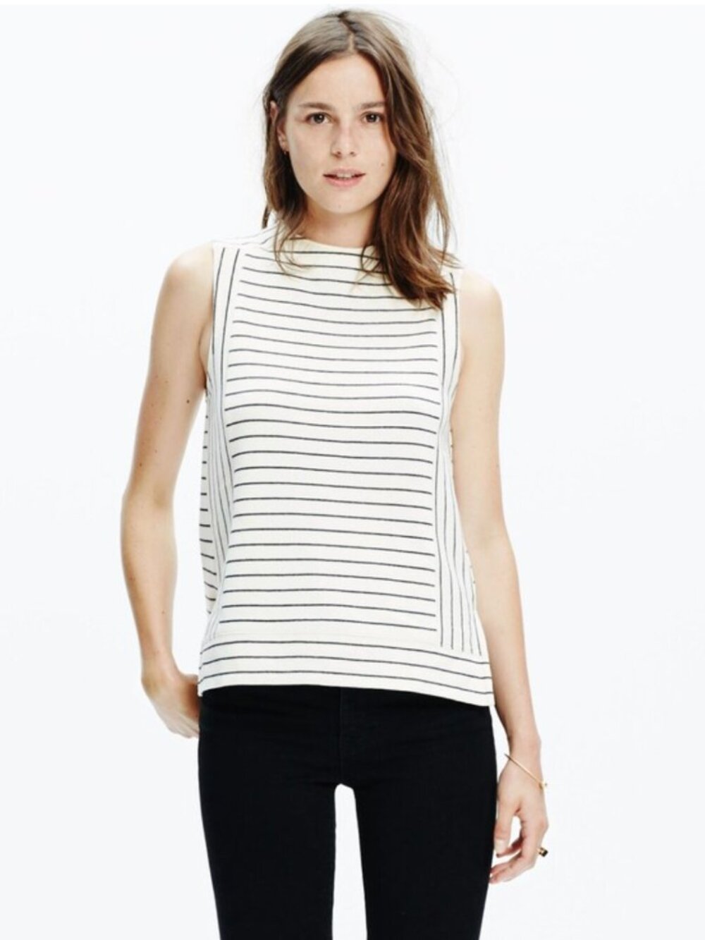 Madewell Sleeveless Funnelneck Top in Stripe - Small